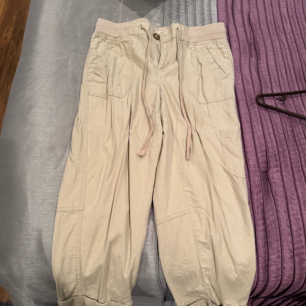 Khaki Casual Drawstring Pants